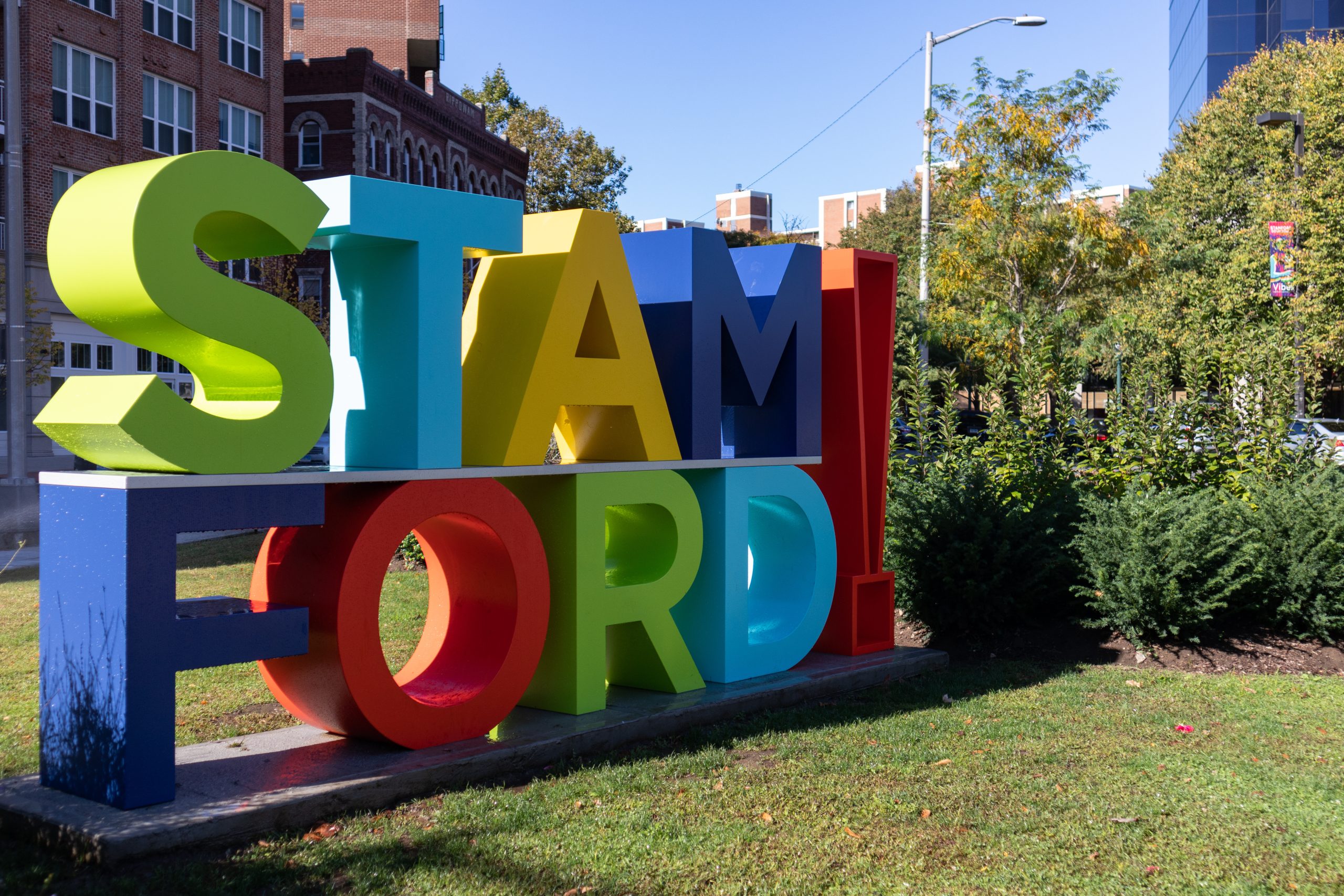 Colorful Stamford Sign in Downtown Stamford at a Park on October 14 ...