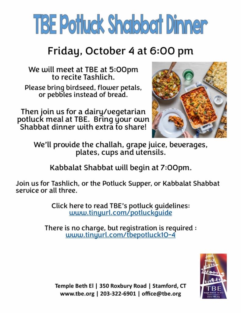 Potluck Shabbat Dinner @ Temple Beth El