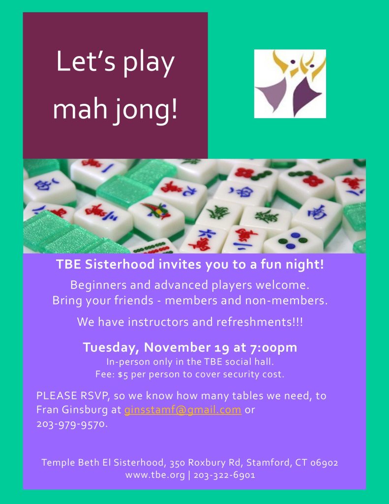 Sisterhood MahJong @ Temple Beth El