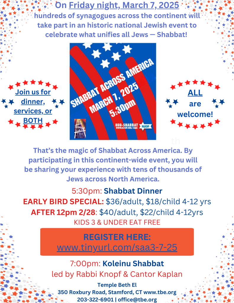 Shabbat Across America @ Temple Beth El