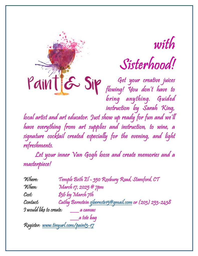 Sisterhood Paint & Sip @ Temple Beth El