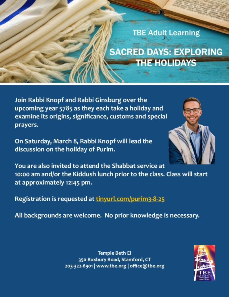 Sacred Days - Purim @ Temple Beth El