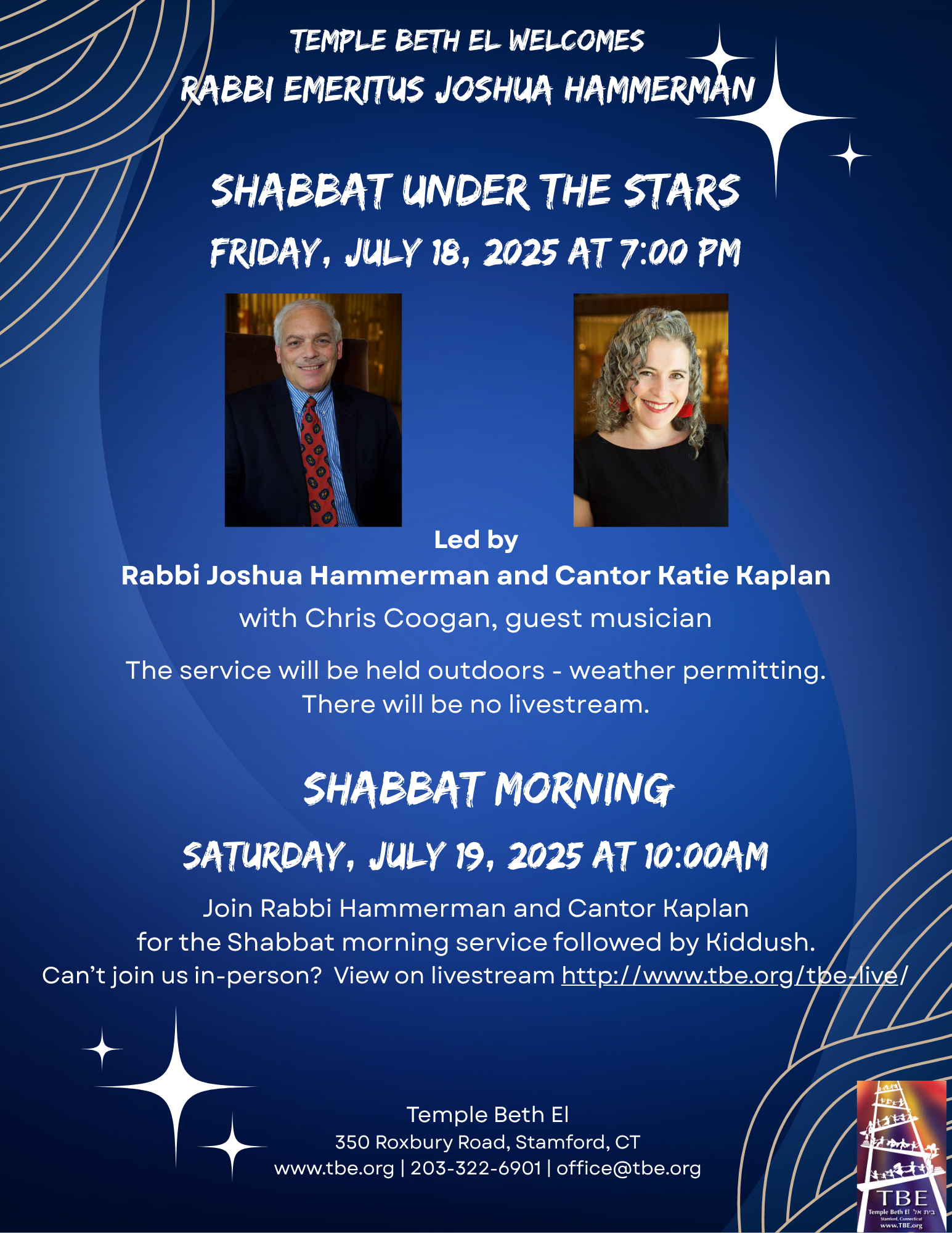 Shabbat Under the Stars with Rabbi Emeritus Joshua Hammerman @ Temple Beth El