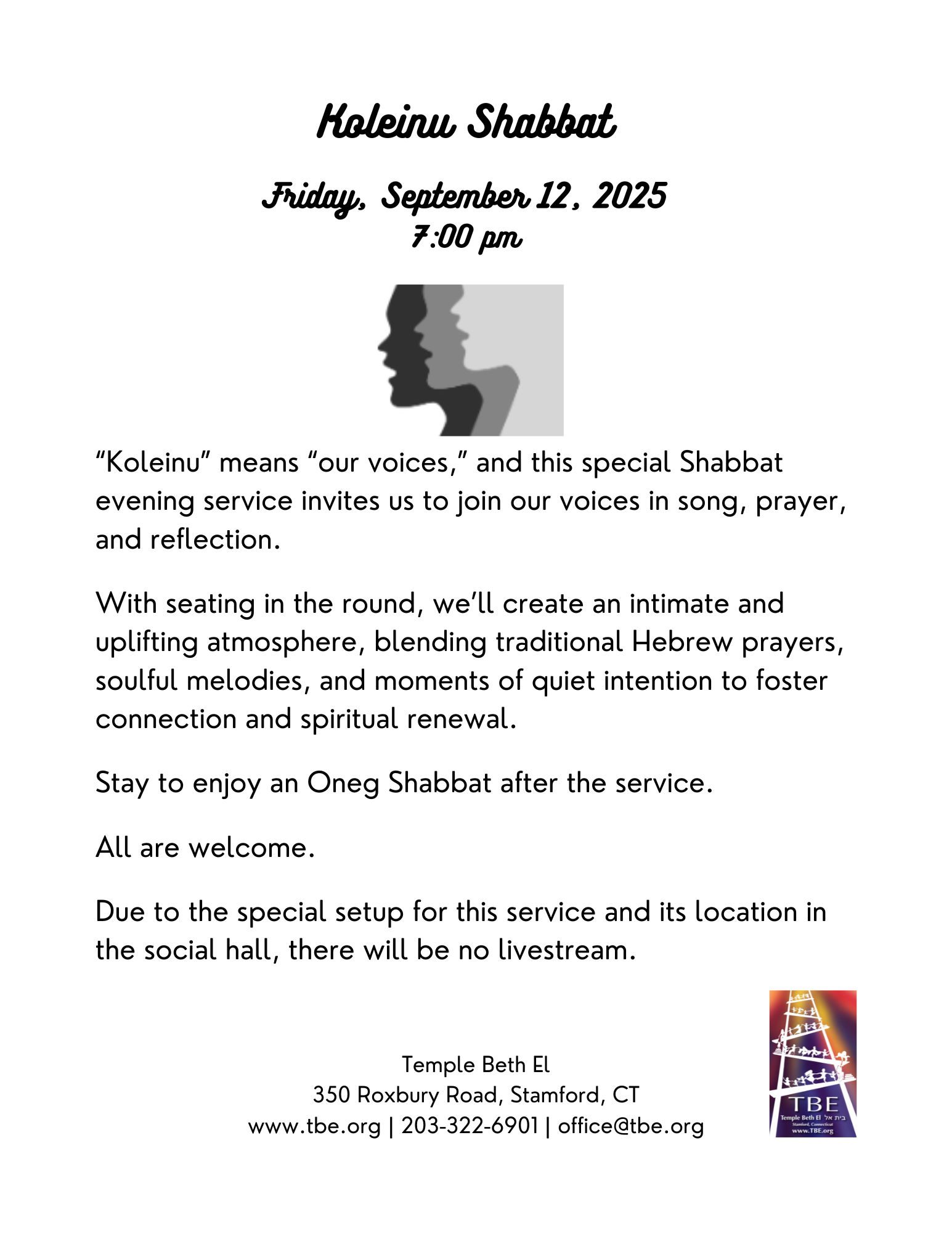 Koleinu Shabbat @ Temple Beth El