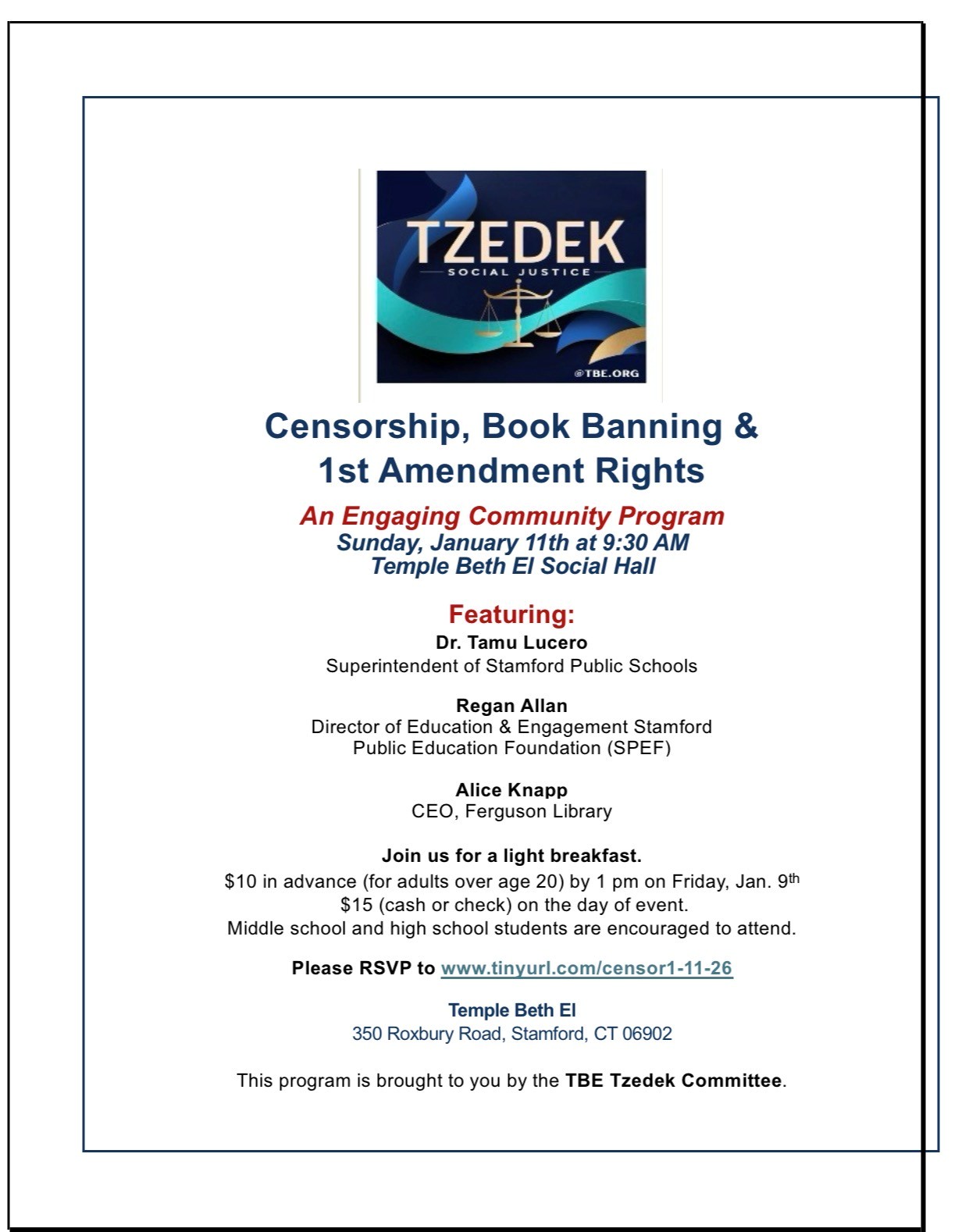 Censorship, Book Banning & 1st Amendment Rights Program @ Temple Beth El